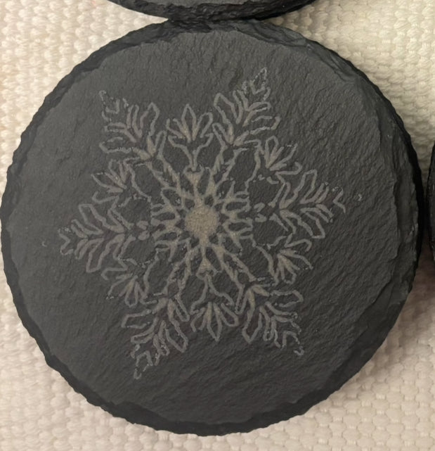 Snowflake Slate Coaster Set
