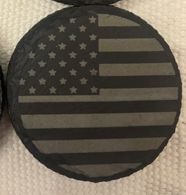 Slate American Flag Coaster Set