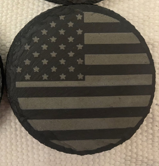 Slate American Flag Coaster Set