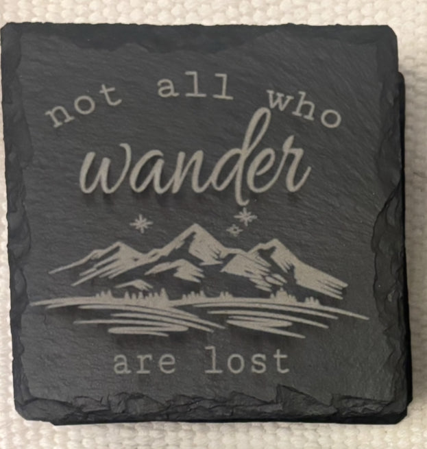 Wander Square Slate Coaster Set